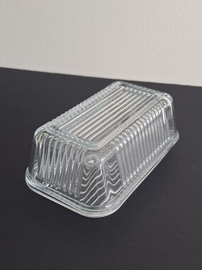 clear glass butter dish